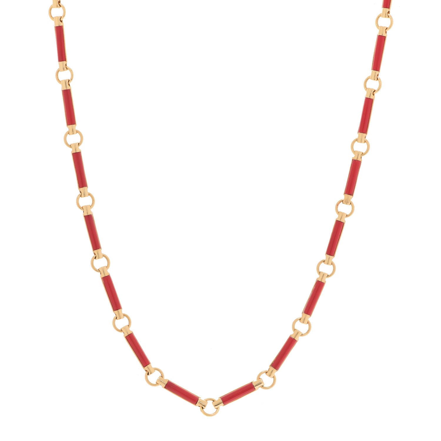 Foundrae 18K Yellow Gold Carnelian Chain Choker Necklace 1 of 6