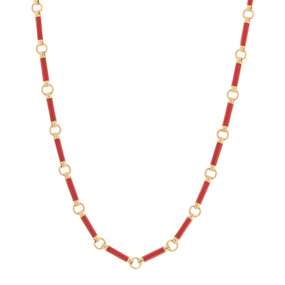 Foundrae 18K Yellow Gold Carnelian Chain Choker Necklace 1 of 6