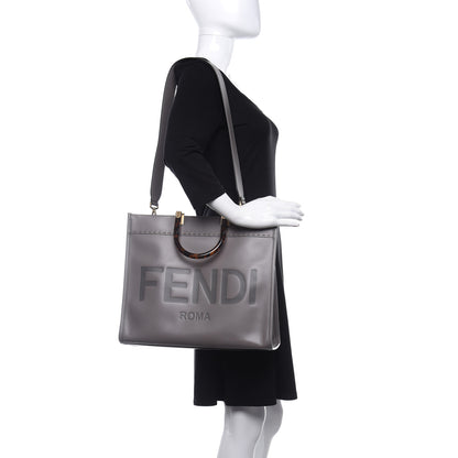 Fendi Vitello King Plexiglass Logo Embossed Medium Fendi Sunshine Shopper Tote Moon 2 of 10