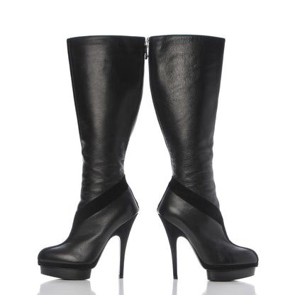 Saint Laurent Calfskin Suede Y Tribute 105 Platform Knee High Boots 38.5 Black 5 of 9