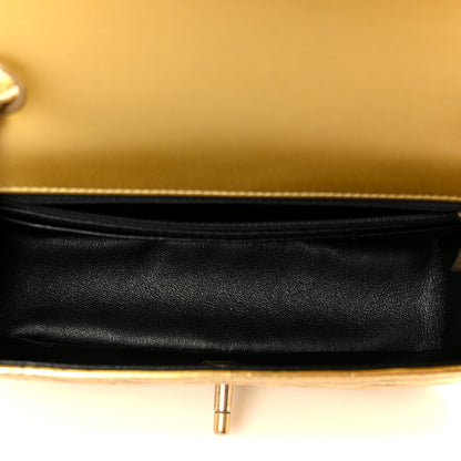 Chanel Metallic Calfskin Crocodile Embossed Cocodile Rectangular Mini Flap Gold 5 of 12