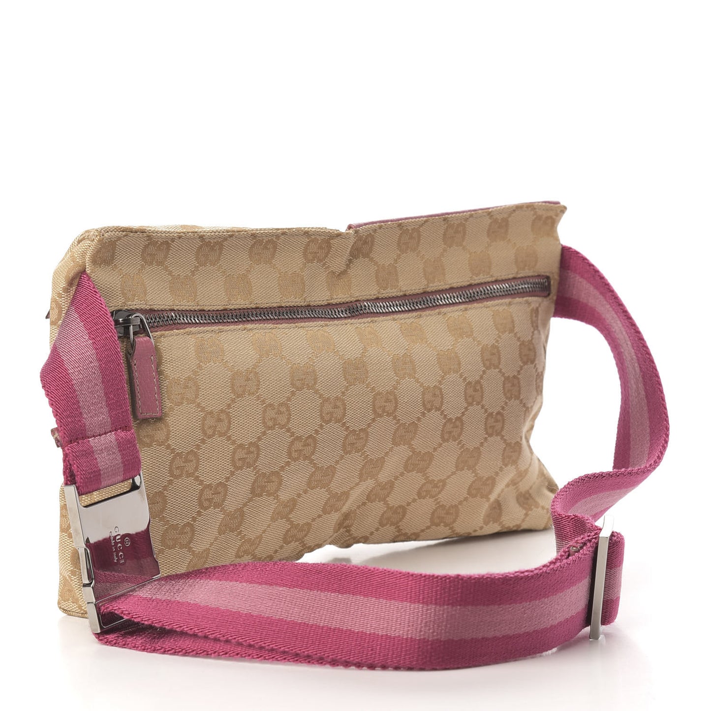 GG Monogram Web Double Pocket Belt Bag Pink