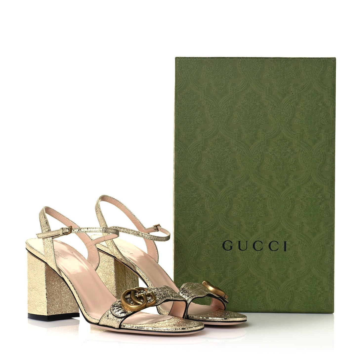 Galassia GG Marmont Ankle Wrap 75mm Sandals 41 Platino