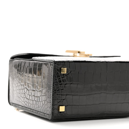 Hermes Shiny Alligator Cinhetic Boxy Top Handle Bag Black 10 of 11