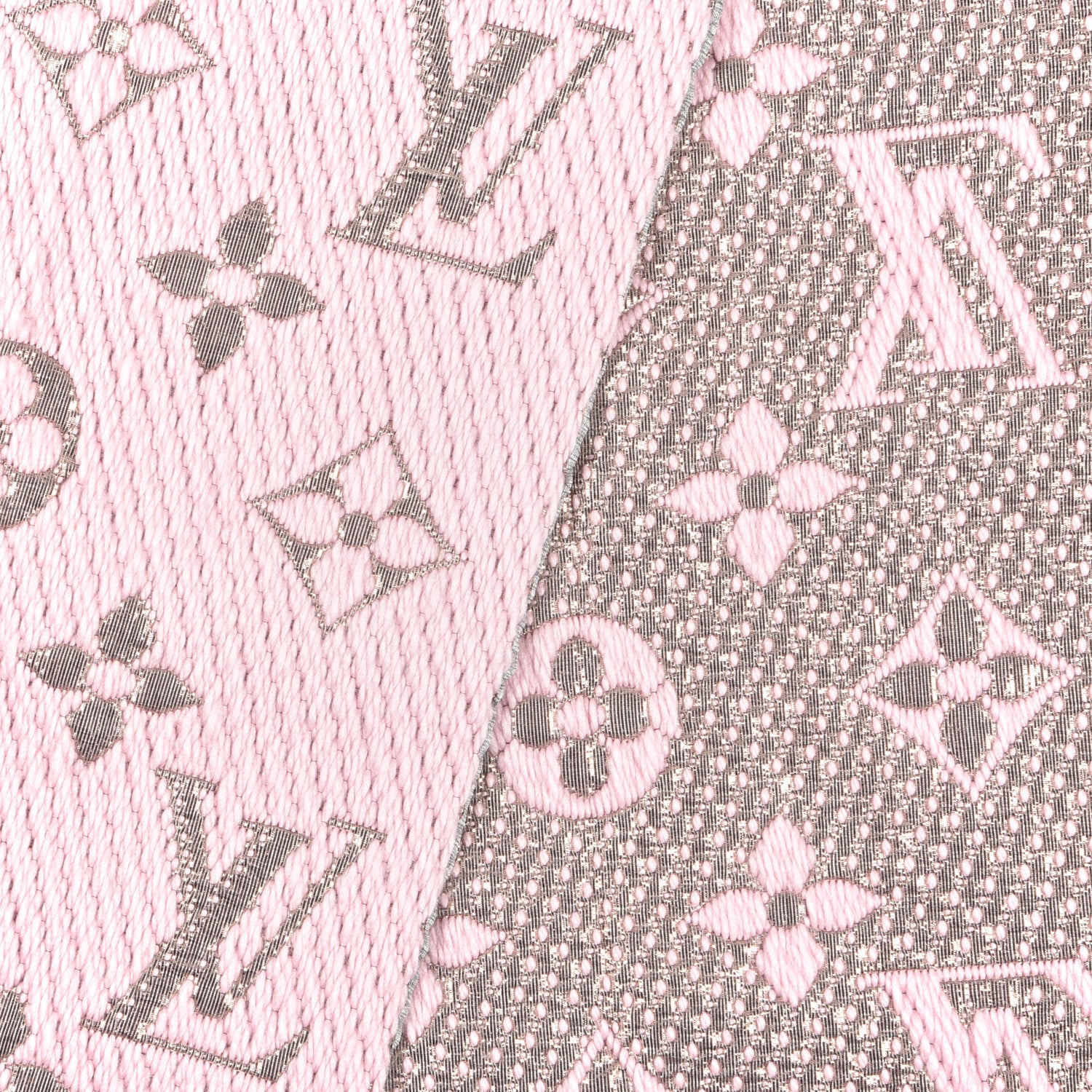 Louis Vuitton Wool Silk Logomania Shine Scarf Pink 3 of 4