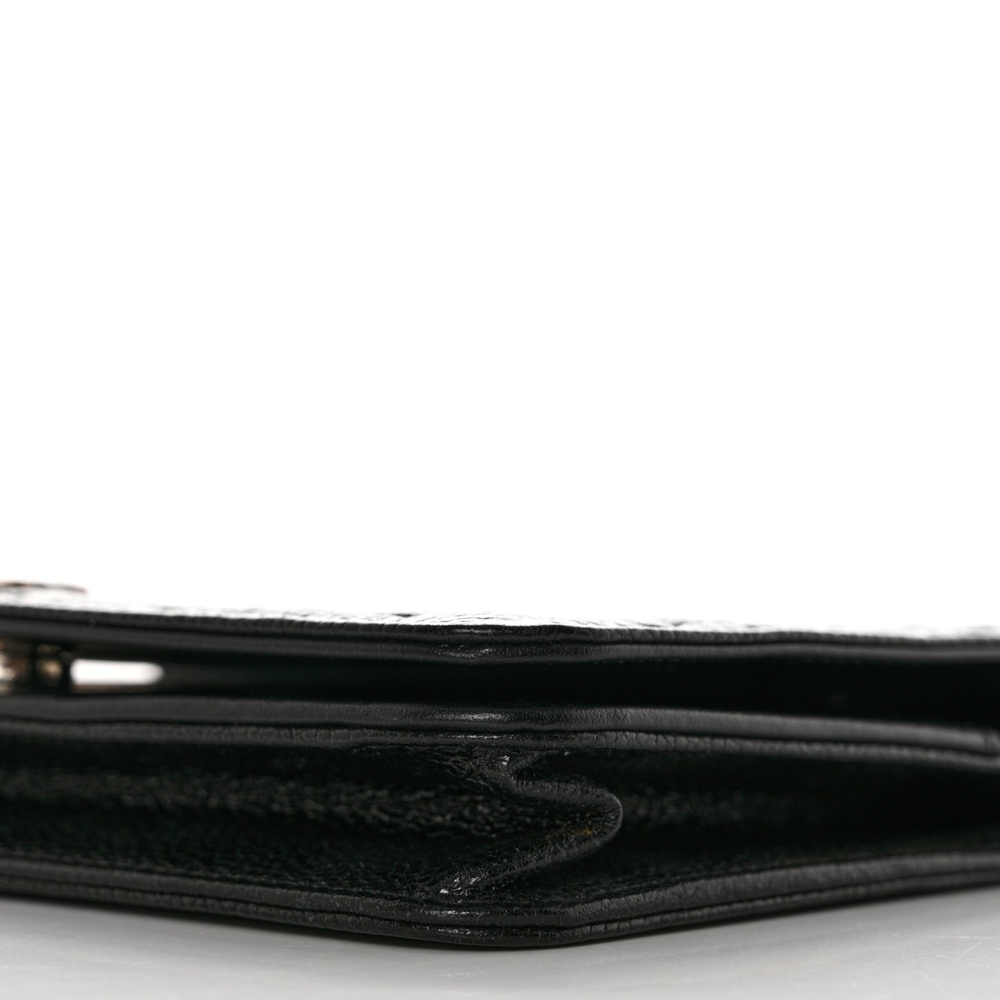 Caviar Camellia Embossed Wallet On Chain WOC Black