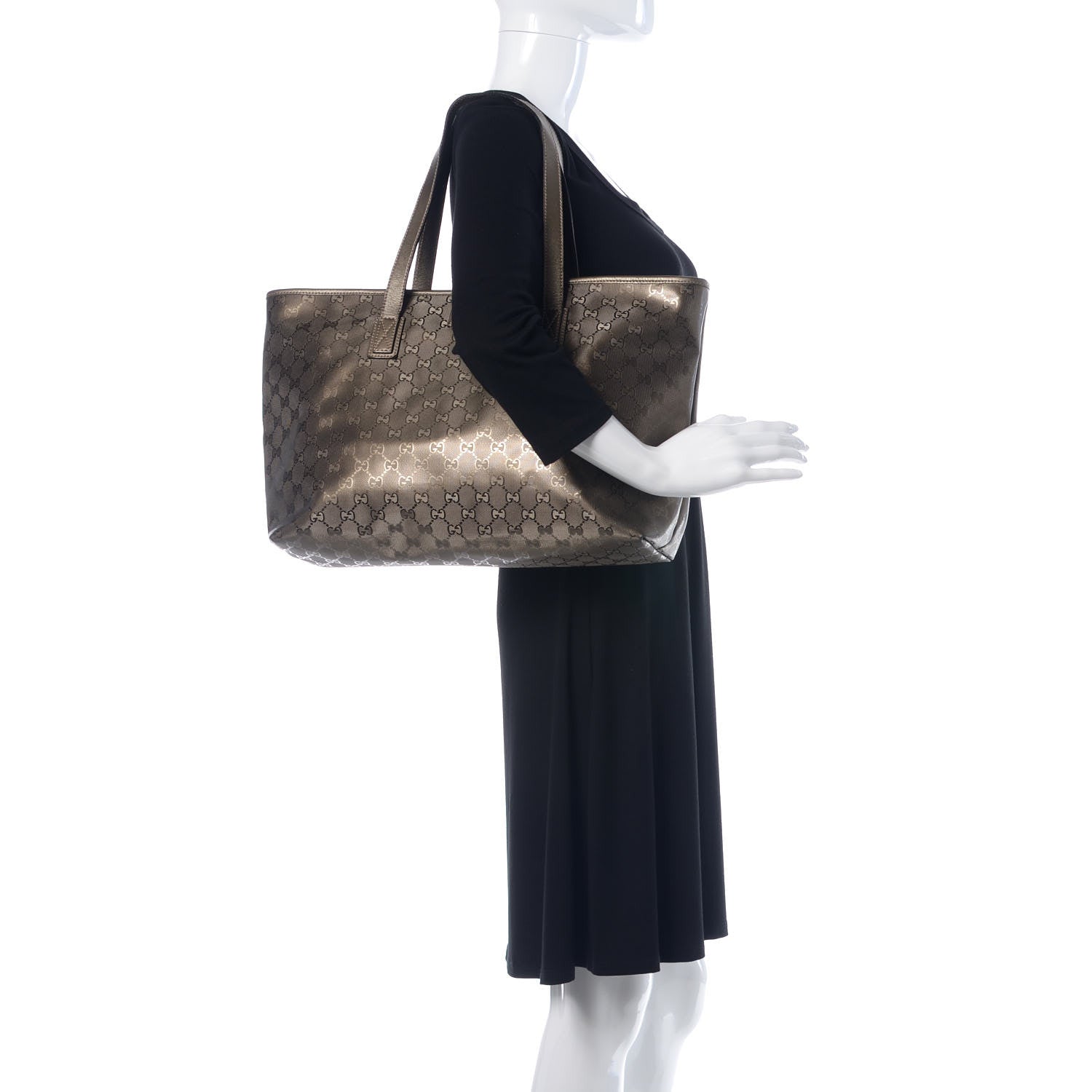Gucci Imprime Monogram Medium Zippered Shopping Tote Pewter 2 of 9