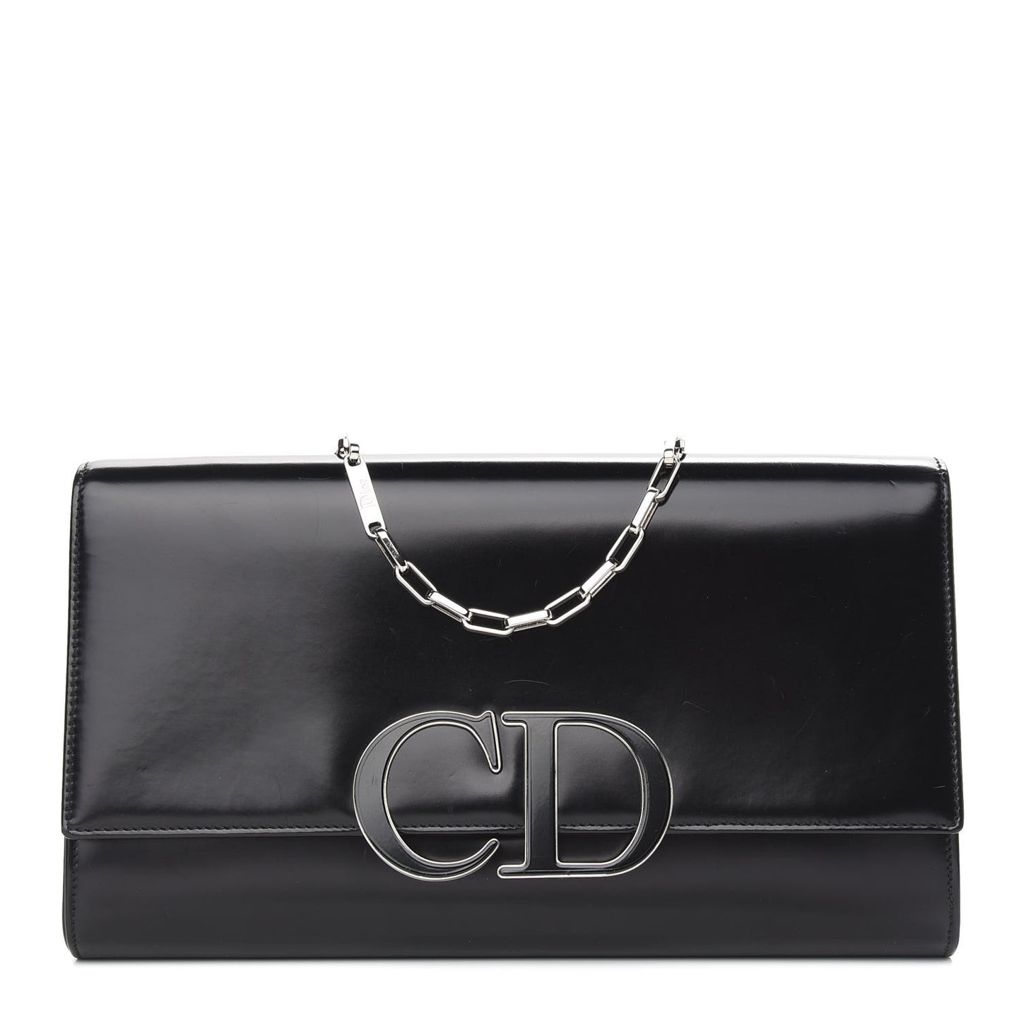 Smooth Calfskin Chain Clutch Black