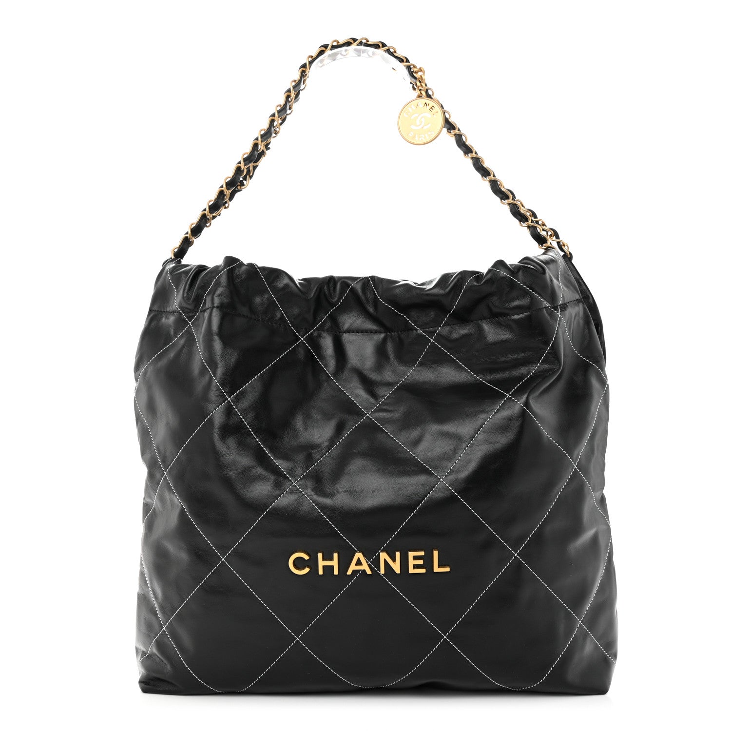 Chanel Shiny Calfskin Quilted Chanel 22 Black 3 of 12