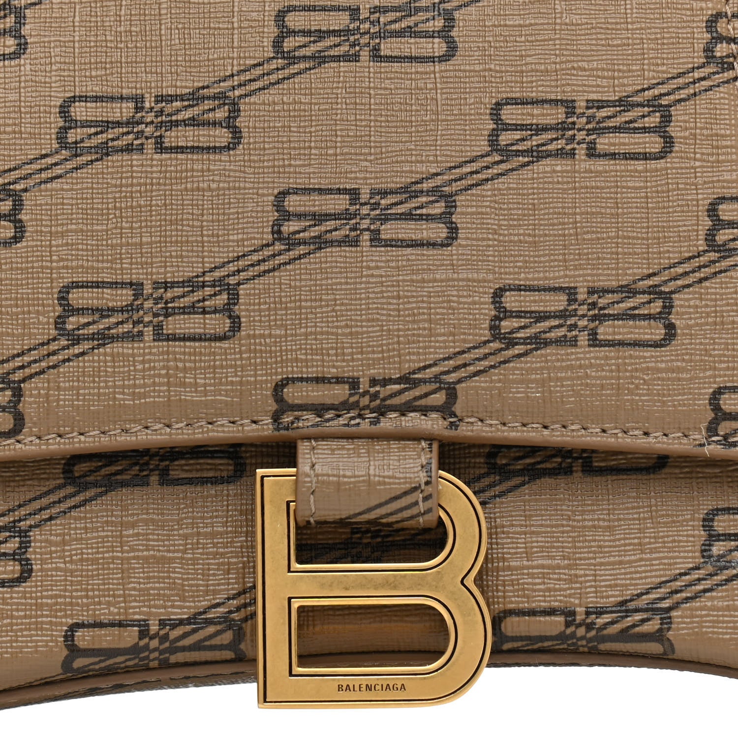Balenciaga Coated Canvas BB Monogram Small Hourglass Top Handle Bag Beige Brown 7 of 10