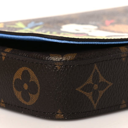 Louis Vuitton Monogram 2021 Christmas Animation China Wall Pochette Felicie Chain Wallet Myosotis Blue 7 of 11
