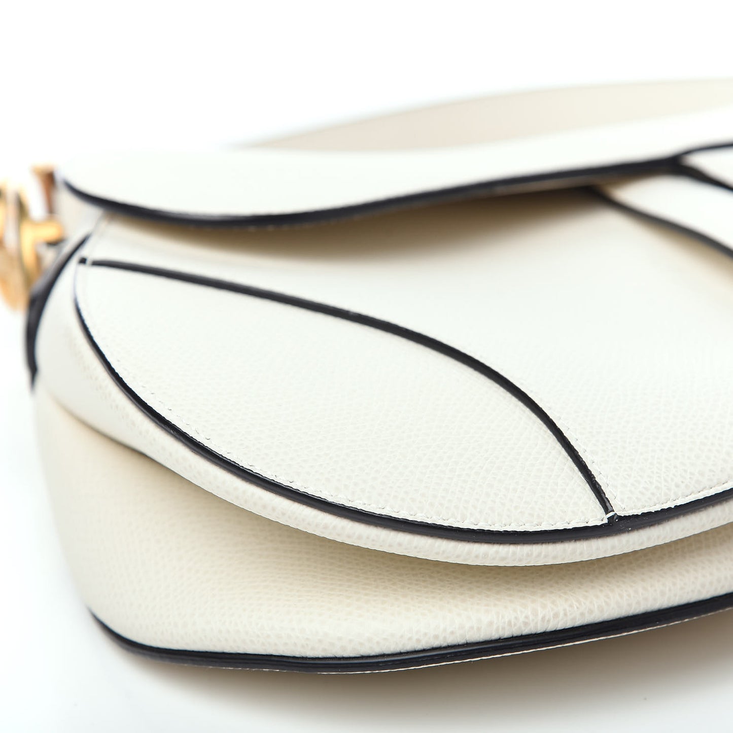 Grained Calfskin Saddle Bag White