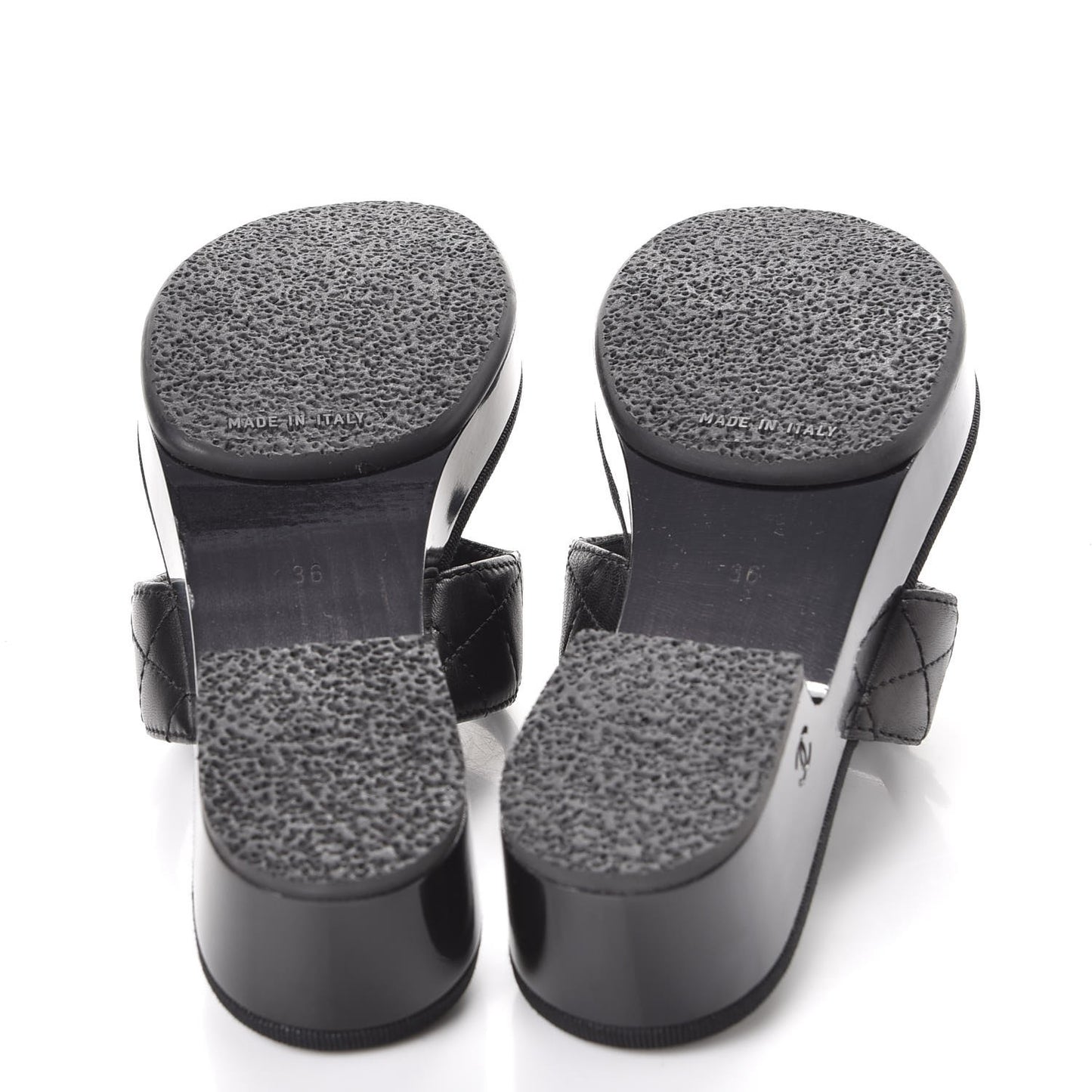 Lambskin Quilted CC Turnlock Sandals 36 Black