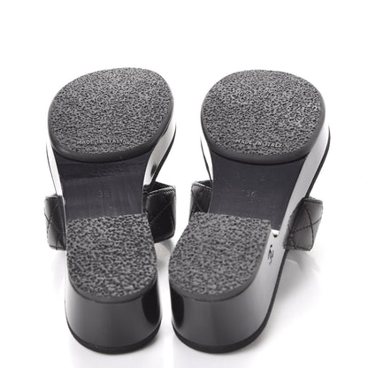 Chanel Lambskin Quilted CC Turnlock Sandals 36 Black 5 of 7