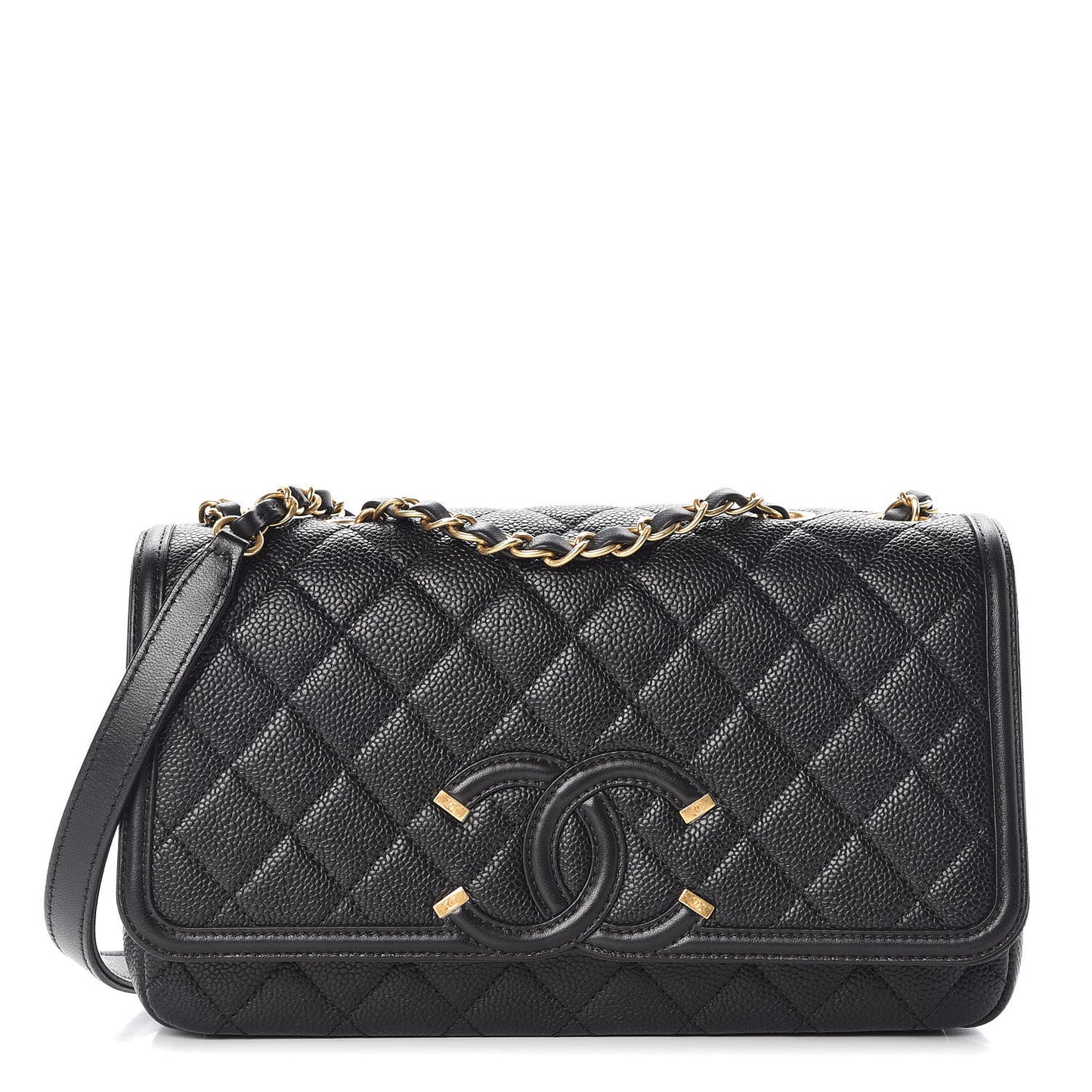 Caviar Quilted Medium CC Filigree Flap Black