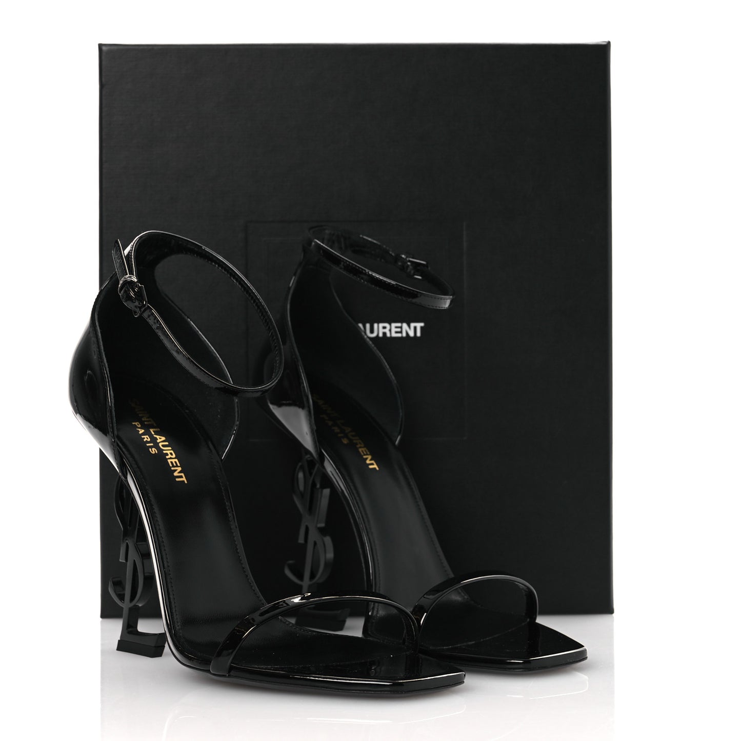 Patent Calfskin Opyum 110 Sandals 40.5 Black