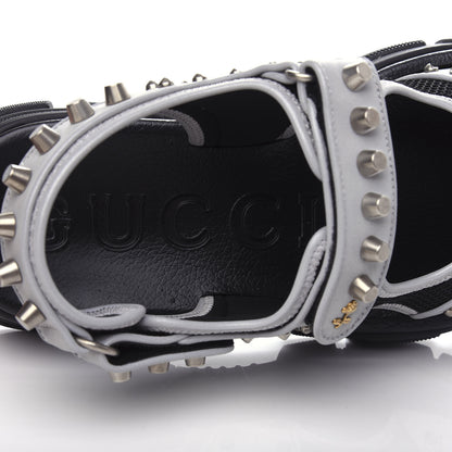 Gucci Technical Canvas Calfskin Reflective Studded Mens Aguru Sandals 11 Silver Black 7 of 9