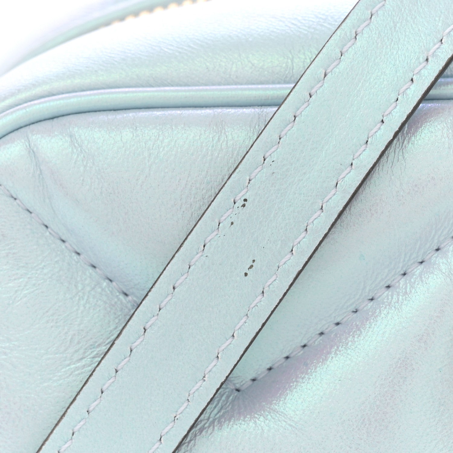 Gucci Iridescent Nappa Chevron Matelasse Small GG Marmont Chain Shoulder Bag Iridescent Snow Light Blue 11 of 11