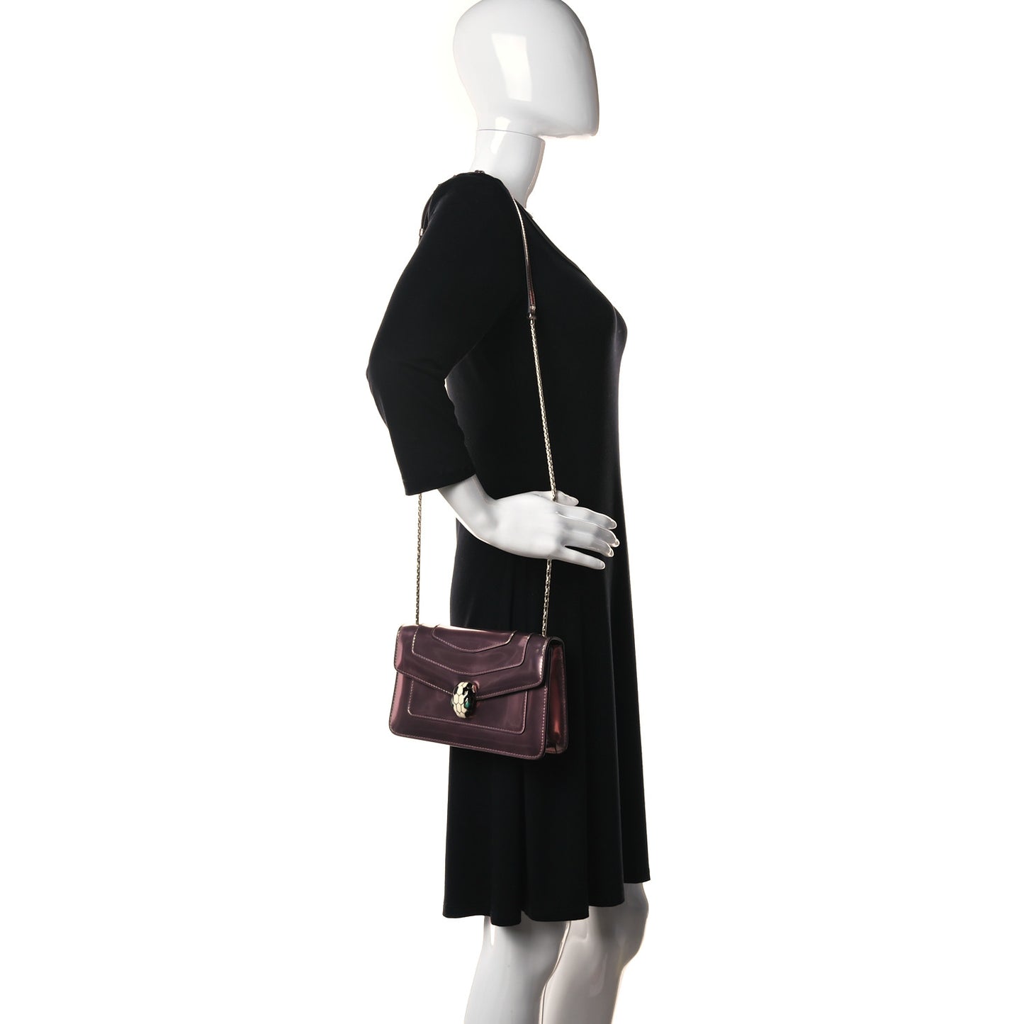 Metallic Calfskin Serpenti Medium Crossbody Bag Pink