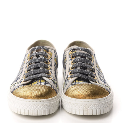 Chanel Metallic Tweed Low Top Sneakers 35 Ecru Black Yellow Gold 2 of 9