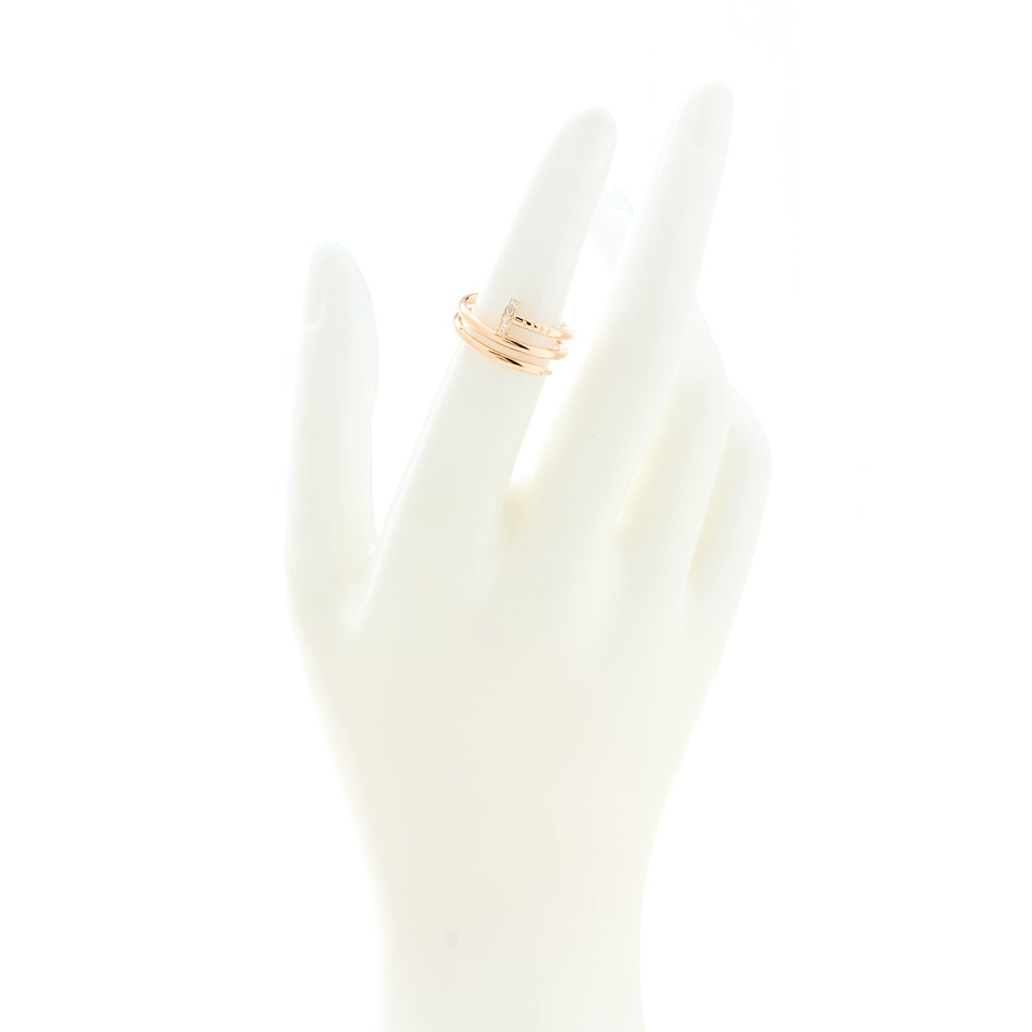 18K Pink Gold Diamond Double Juste Un Clou Ring 50 5.25
