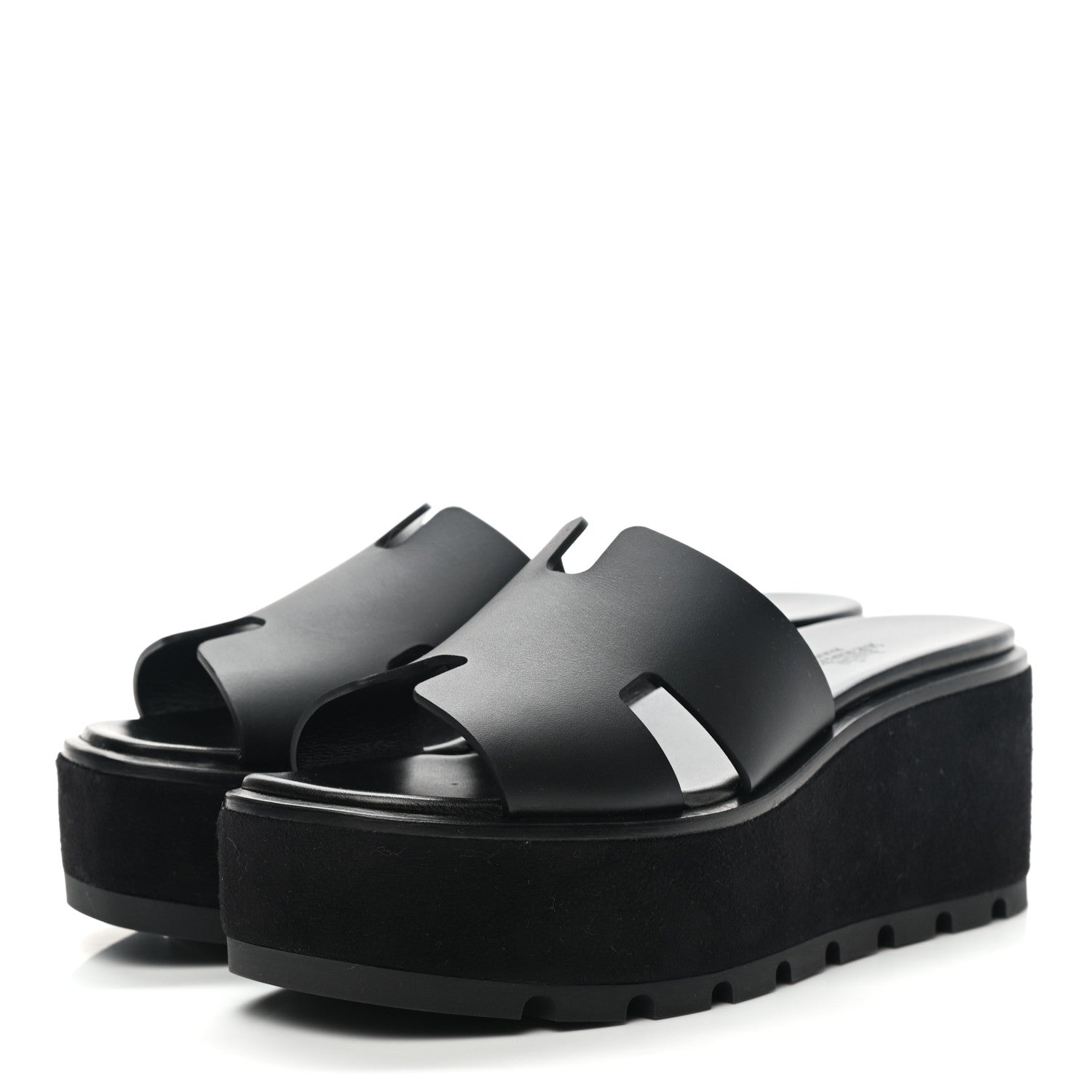 Hermes Calfskin Suede Eze 30 Sandals 36 Black 3 of 9