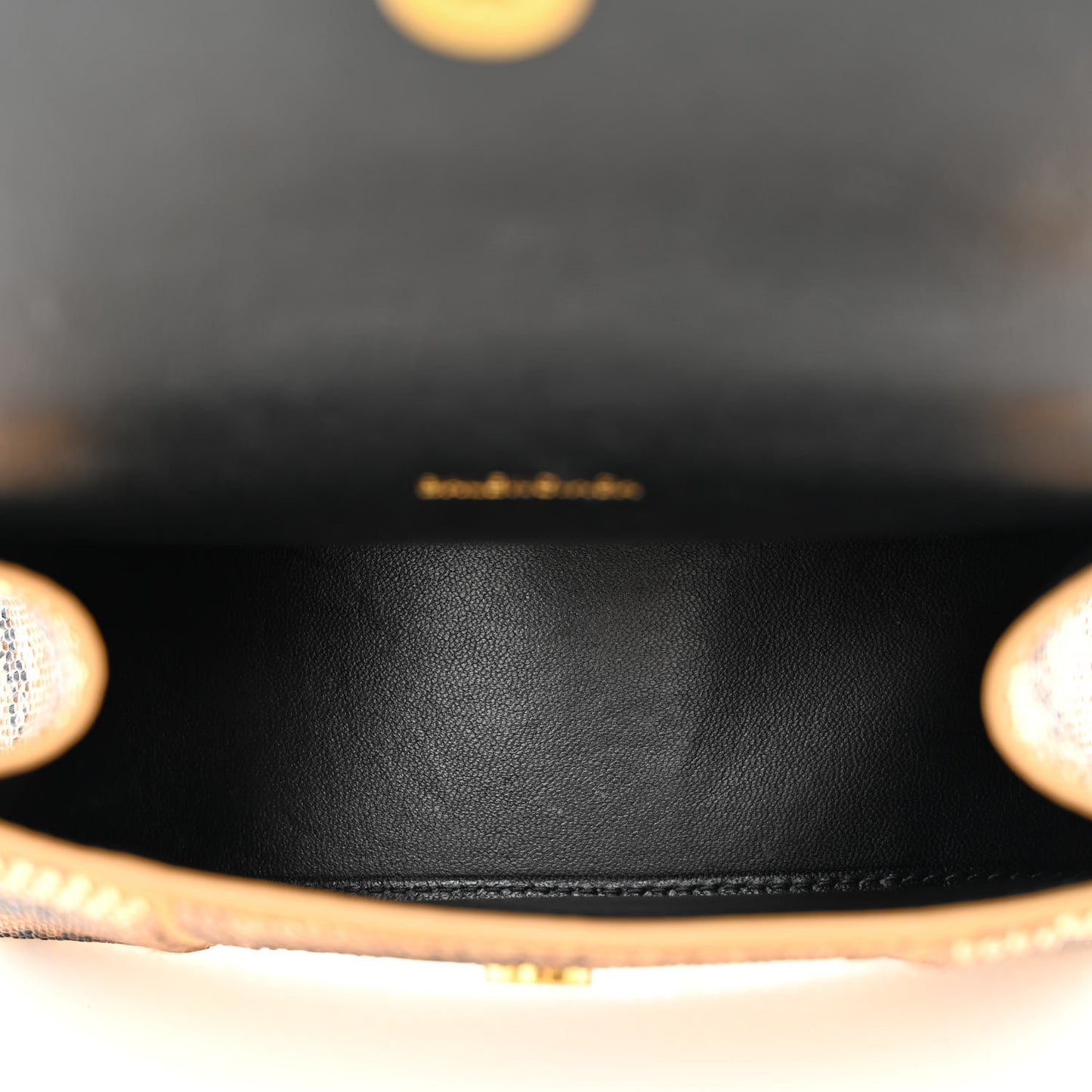 Strass Suede Allover Logo Hourglass Top Handle Bag XS with Chain Gold Black