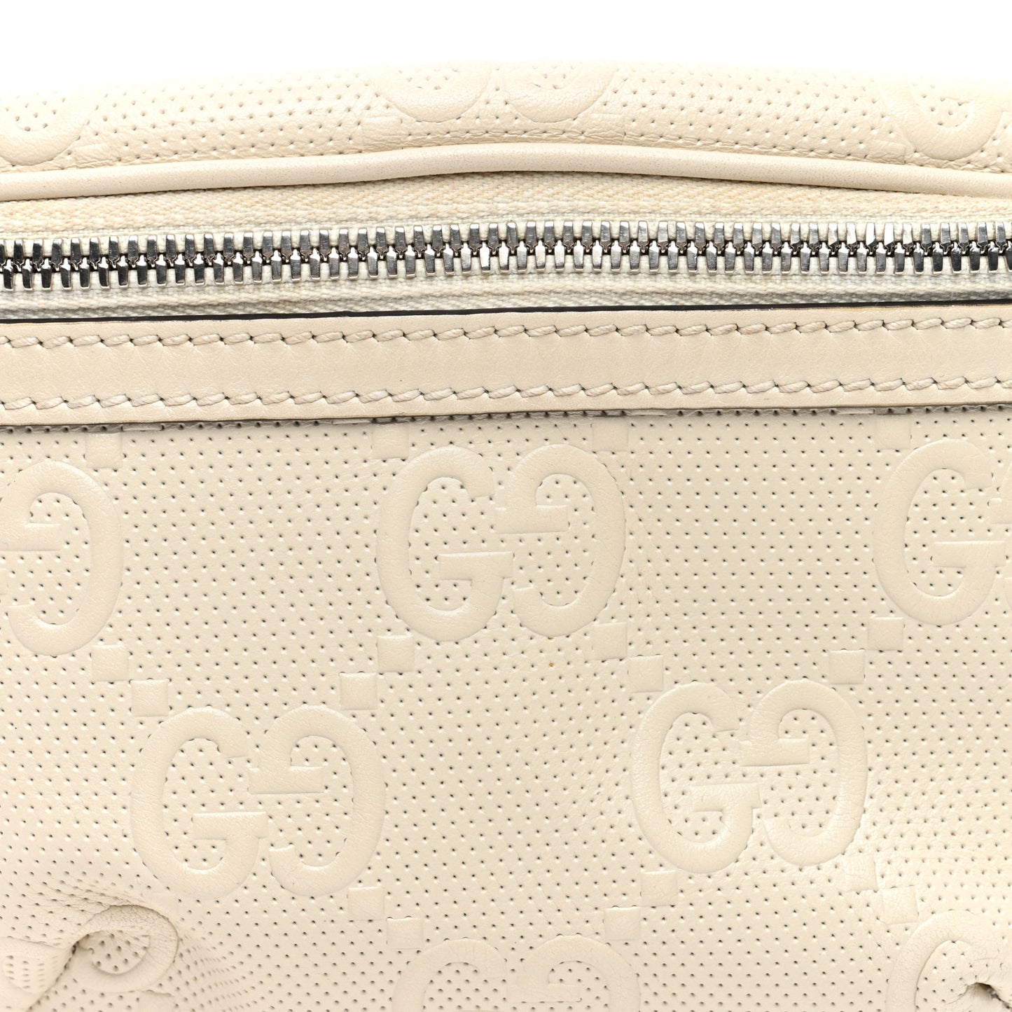 Calfskin GG Tennis Embossed Belt Bag Mystic White