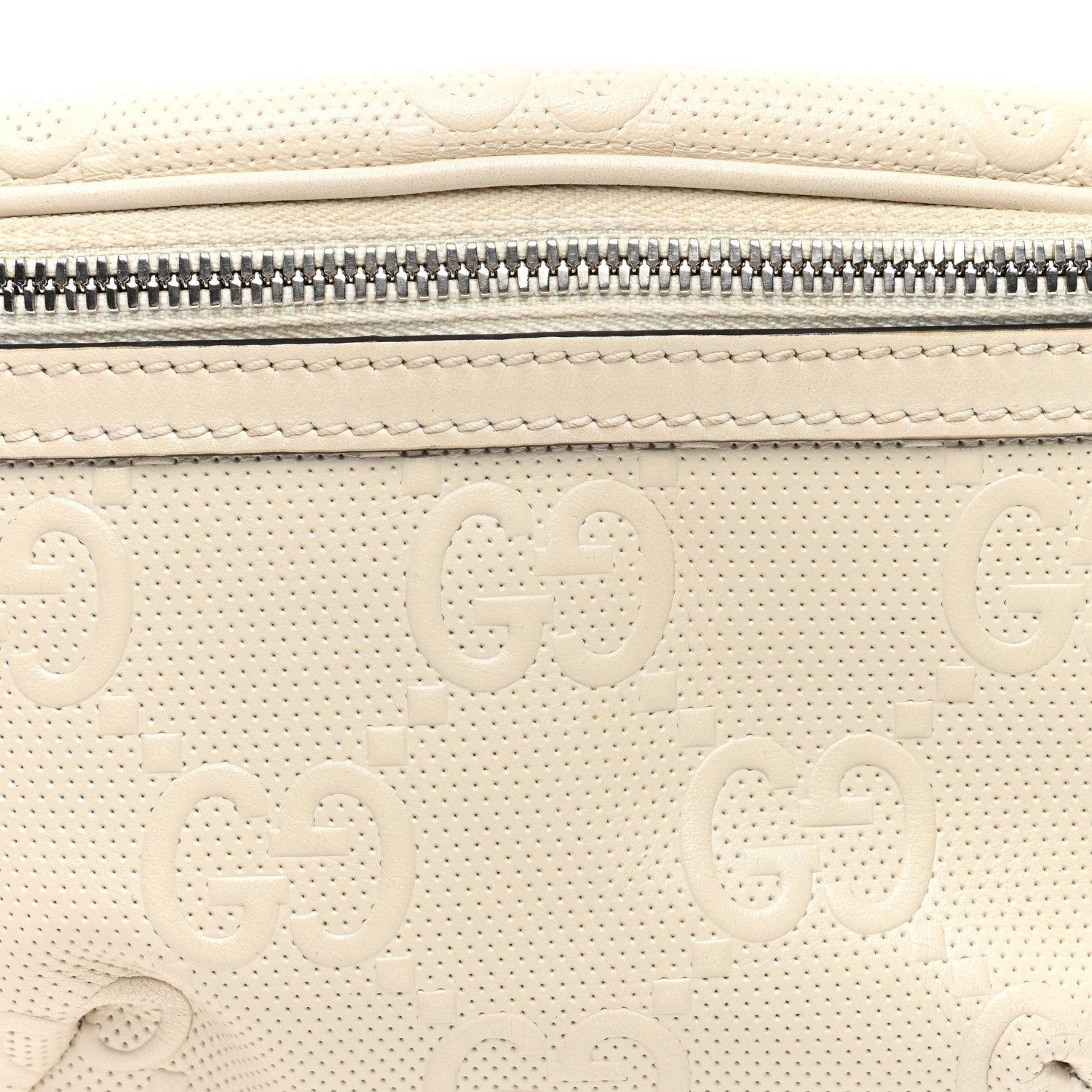 Gucci Calfskin GG Tennis Embossed Belt Bag Mystic White 7 of 9