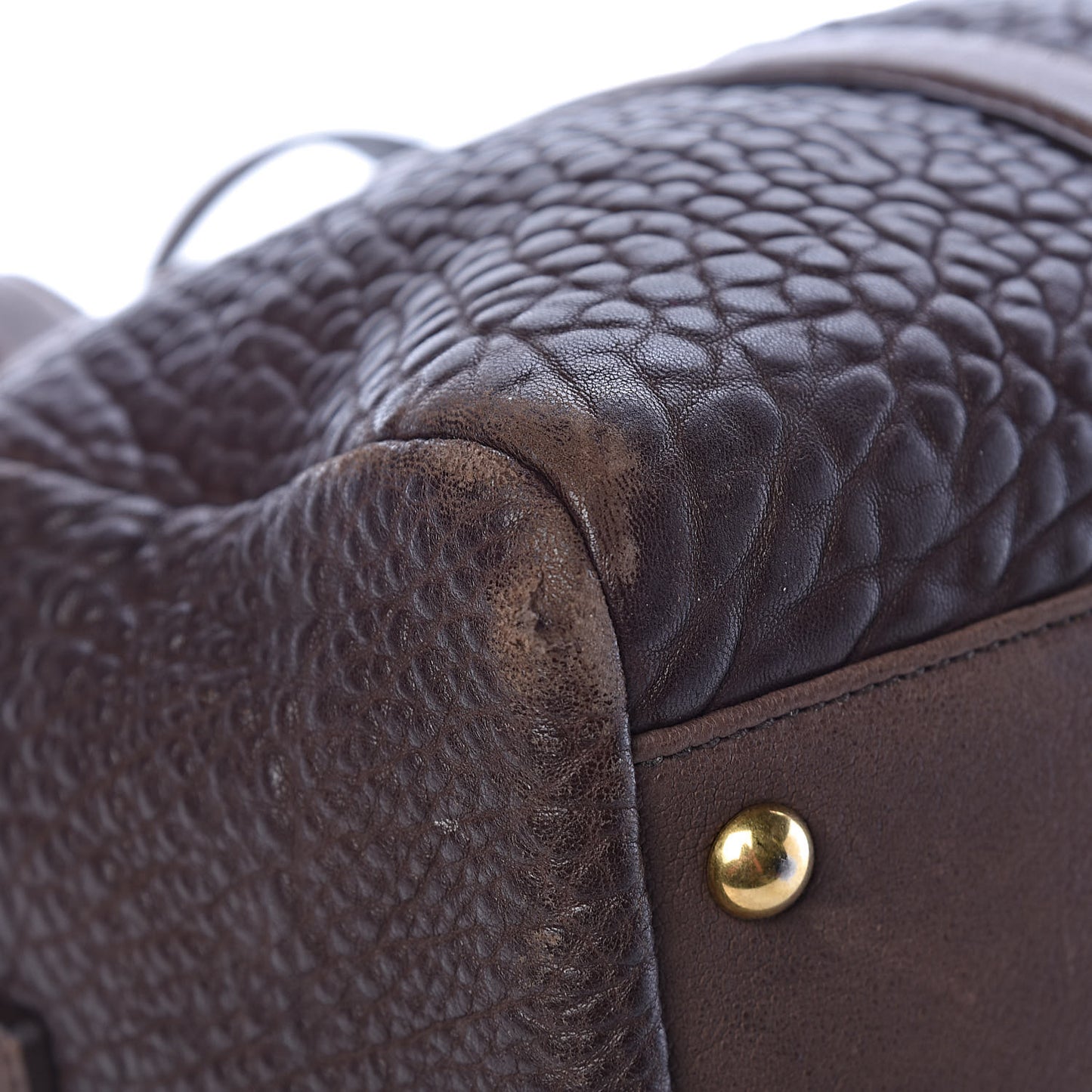 Pebbled Lambskin Sac Bowly Dark Brown