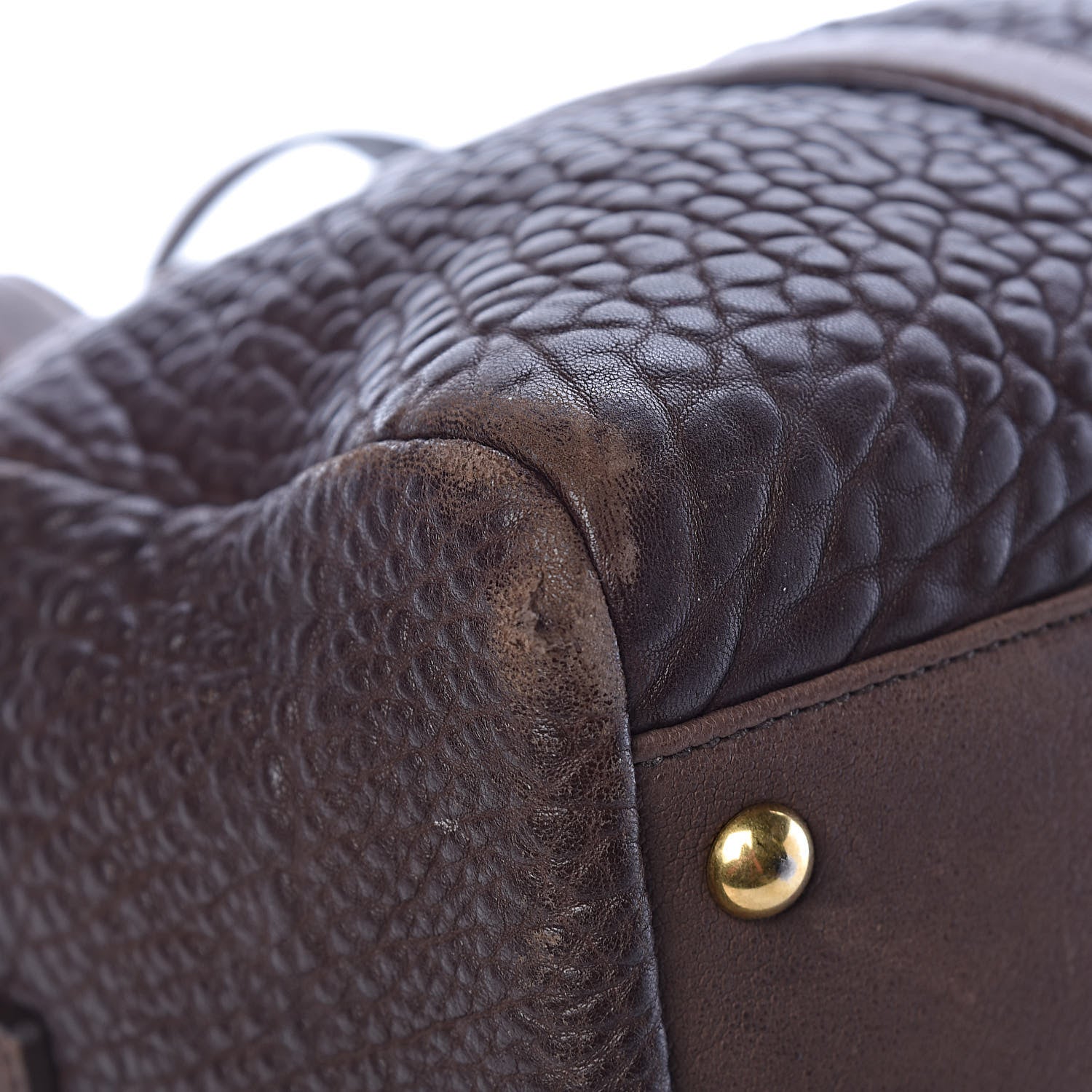 Saint Laurent Pebbled Lambskin Sac Bowly Dark Brown 10 of 14