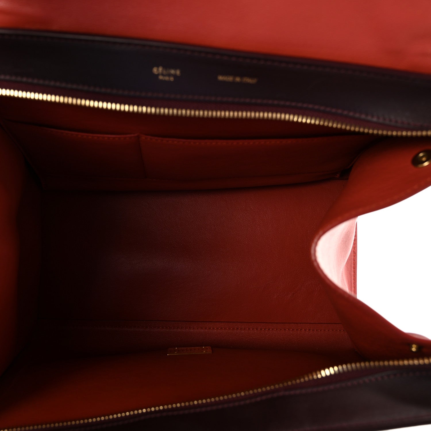 Celine Smooth Calfskin Medium Tri-Color Trapeze Rust Burgundy Red 5 of 10