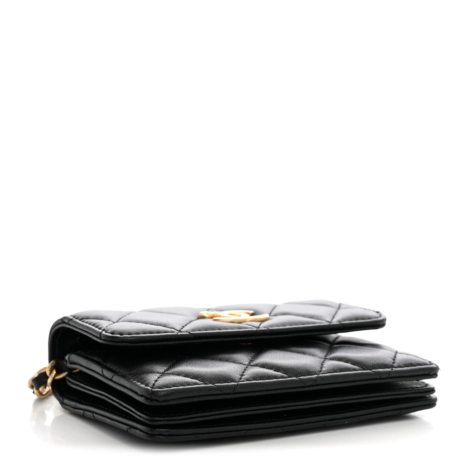 Chanel Lambskin Quilted Pearl Crown Clutch With Chain Black 4 of 10