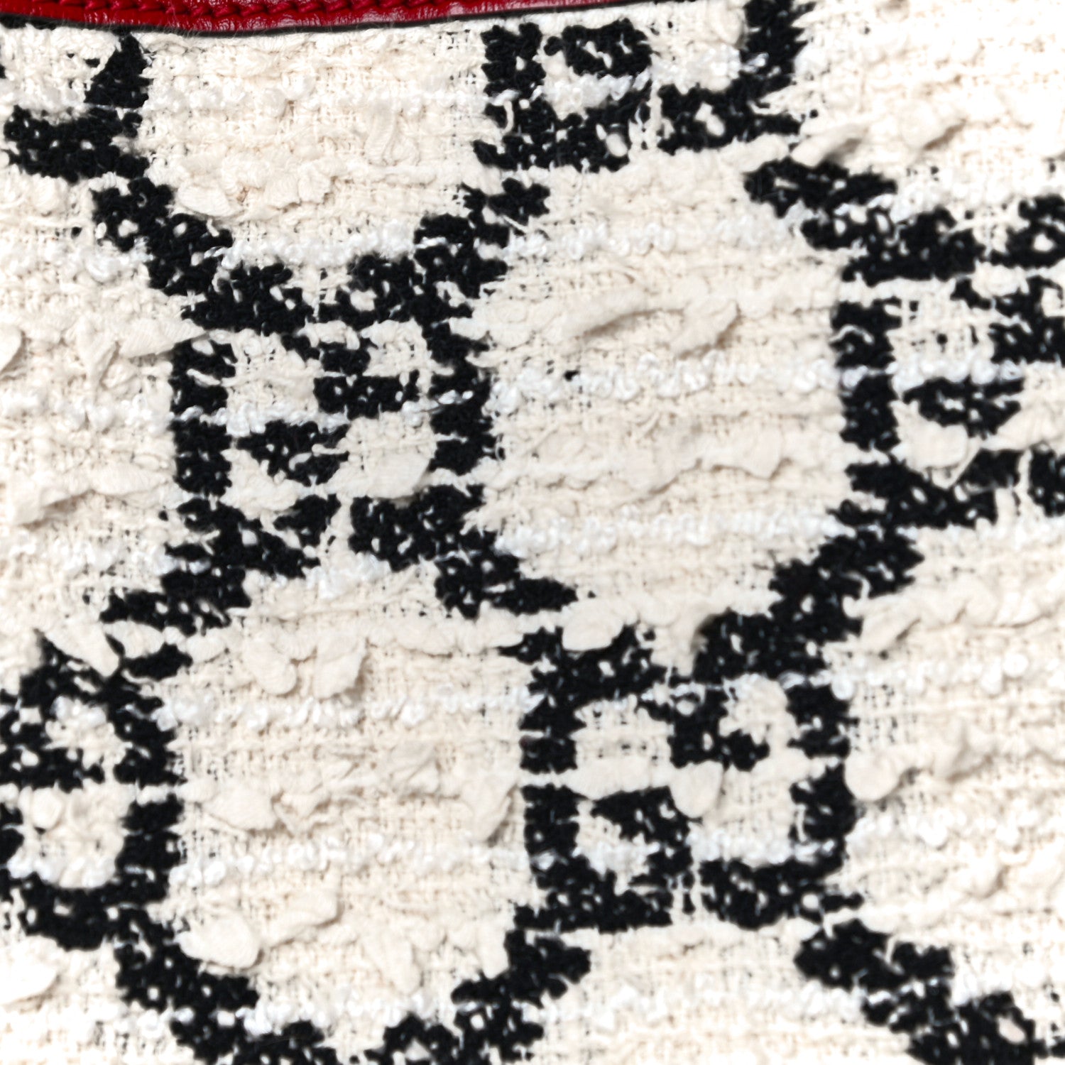 Gucci Tweed GG Monogram Large Rajah Chain Tote White Black Romantic Cherry 20 of 24