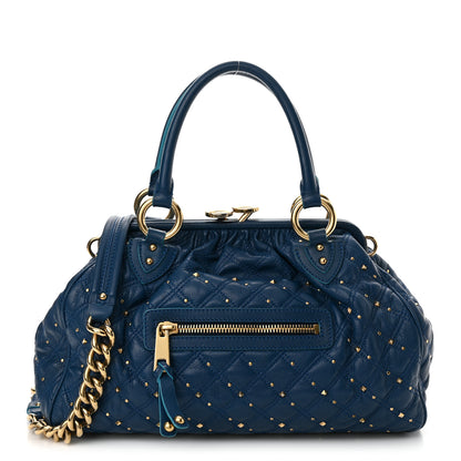 Marc Jacobs Calfskin Quilted Studded Stam Blue 1 of 20