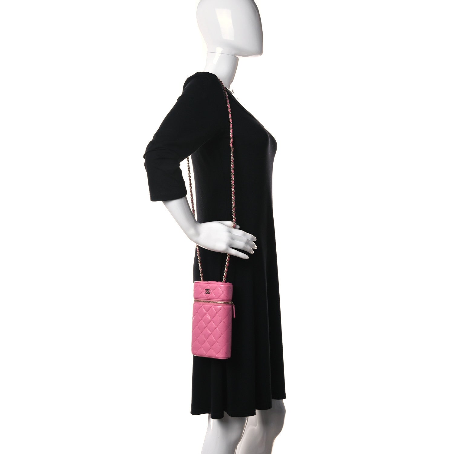 Chanel Caviar Quilted Phone Holder With Chain Pink 2 of 16
