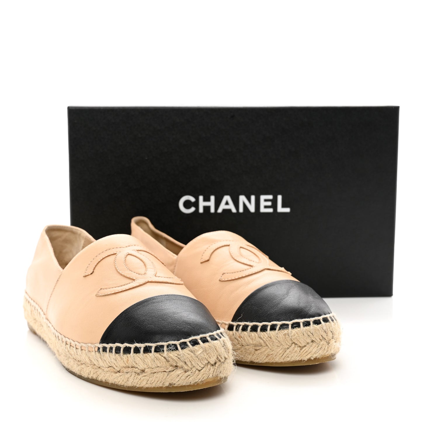 Lambskin CC Espadrilles 37 Beige Black