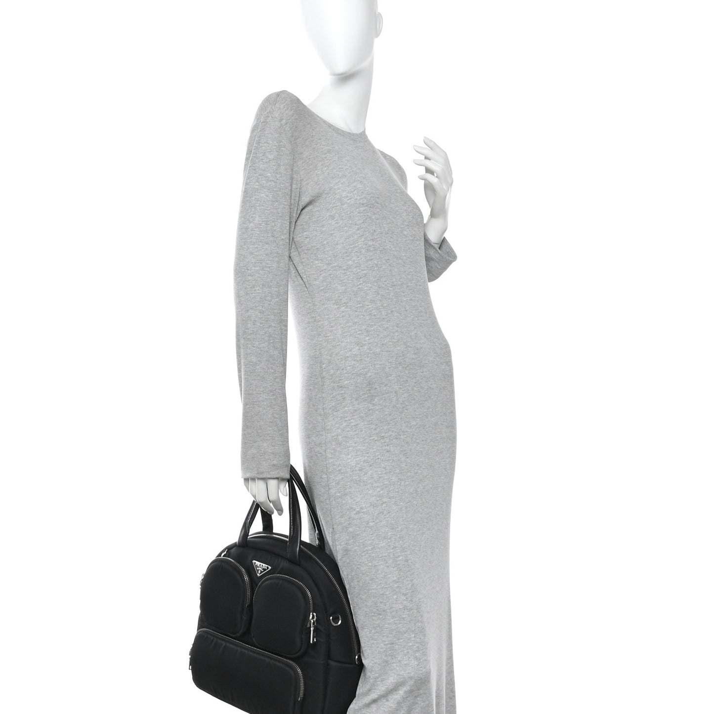 Tessuto Nylon Pocket Cargo Top Handle Bag Black Fuoco