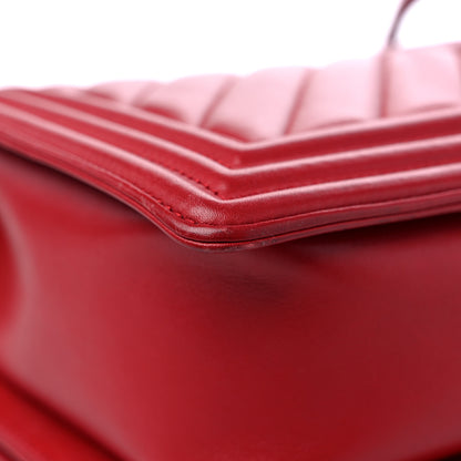 Chanel Lambskin Chevron Quilted New Medium Boy Flap Red 10 of 12