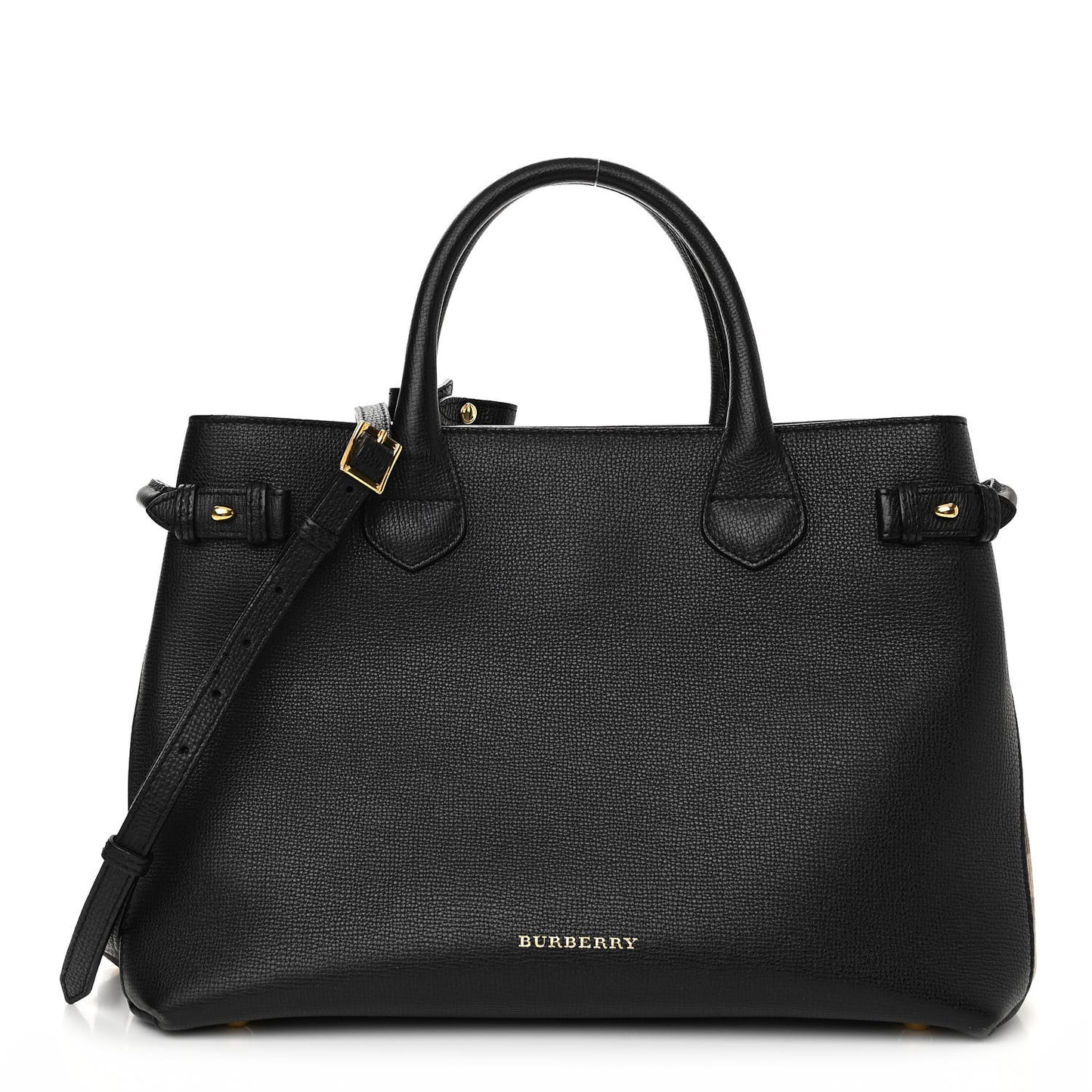 Derby Calfskin House Check Medium Banner Tote Black