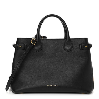 Burberry Derby Calfskin House Check Medium Banner Tote Black 1 of 11