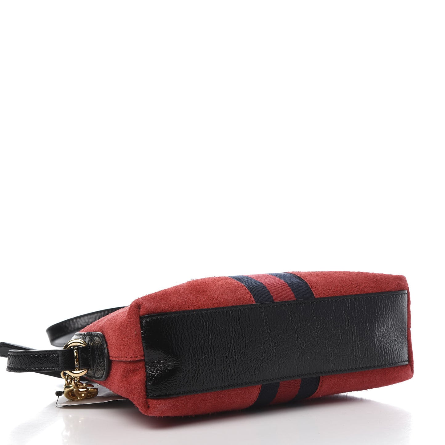 Suede Patent Web GG Small Ophidia Dome Shoulder Bag Hibiscus Red