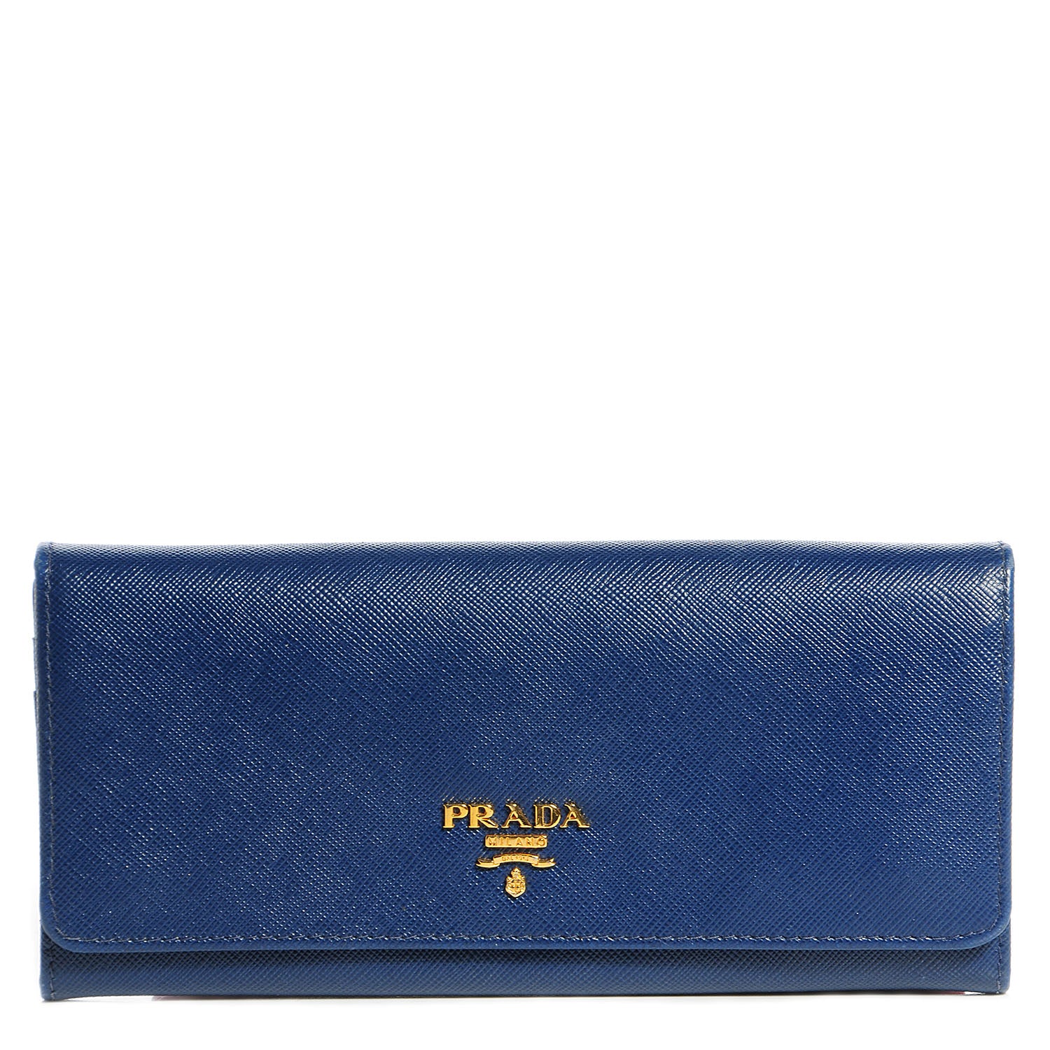 Prada Saffiano Metal Continental Flap Wallet Cobalto 1 of 8