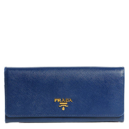 Prada Saffiano Metal Continental Flap Wallet Cobalto 1 of 8