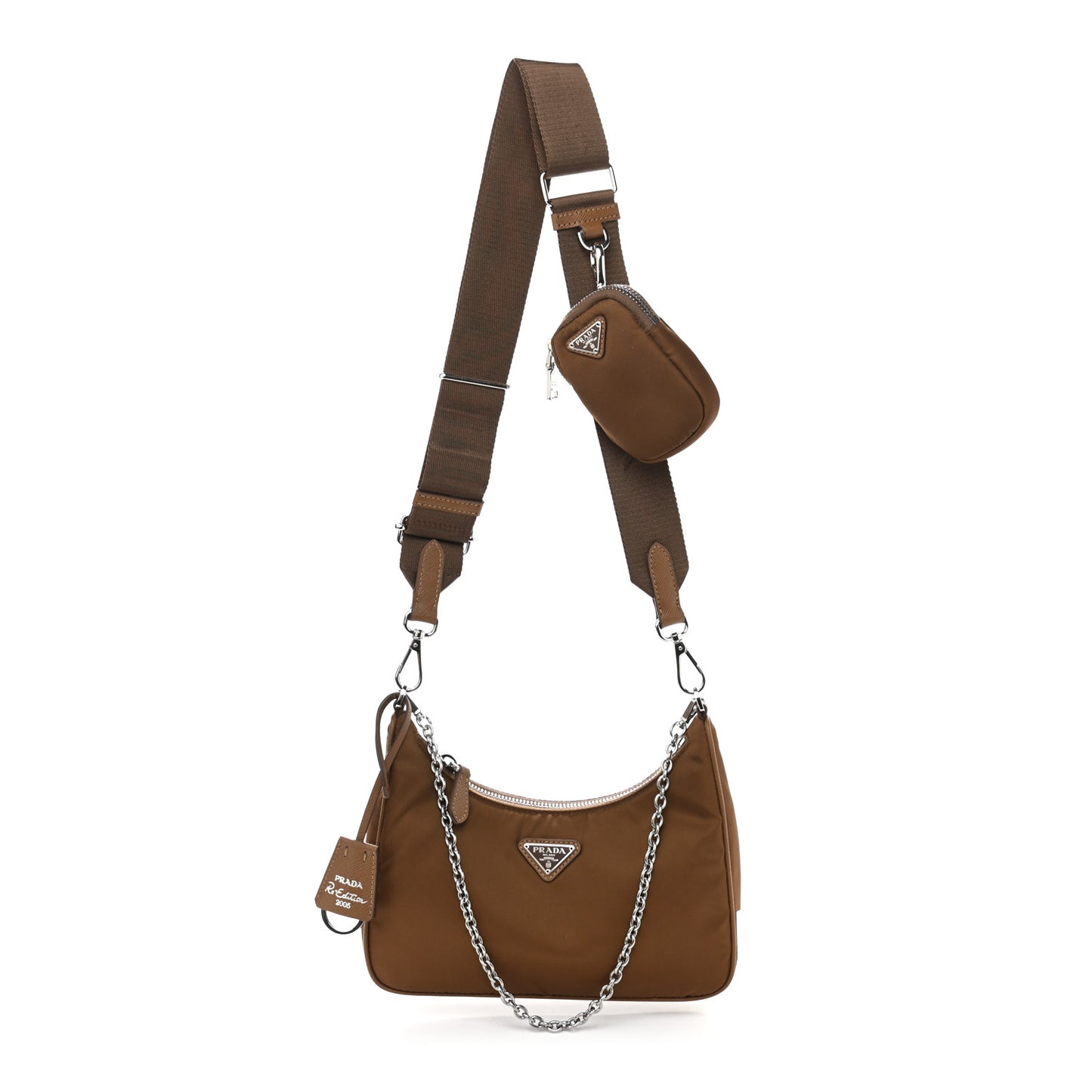 Tessuto Nylon Saffiano Re-Edition 2005 Shoulder Bag Cacao