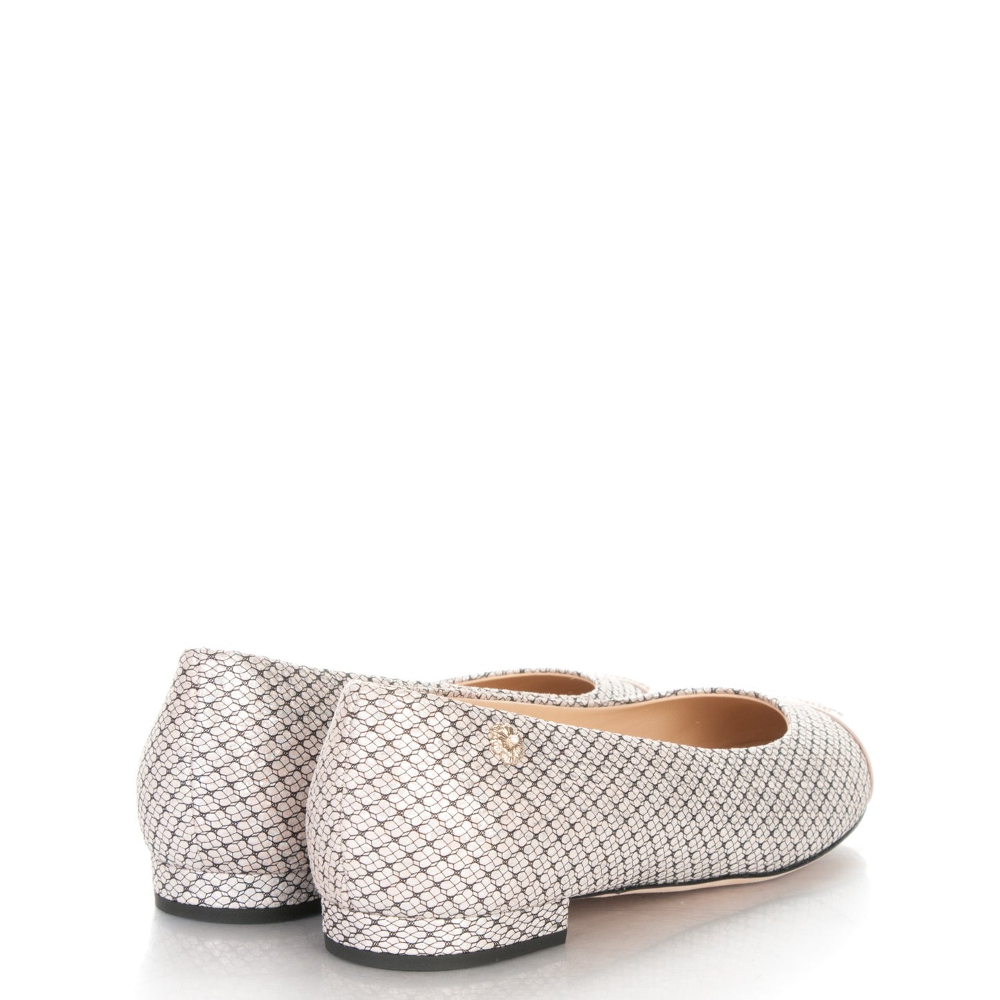 Metallic Goatskin Patent Calfskin Cap Toe Ballerina Flats 39 Pink Beige
