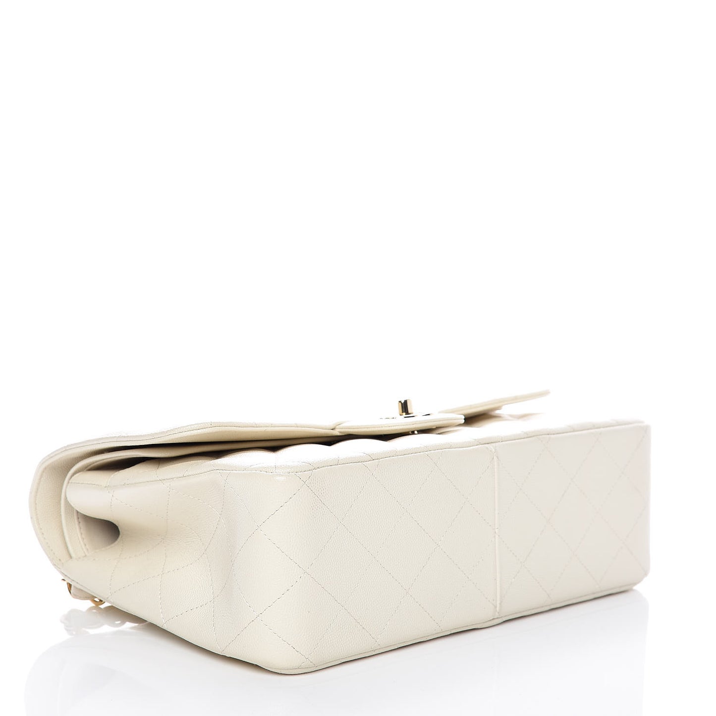 Caviar Quilted Jumbo Double Flap White