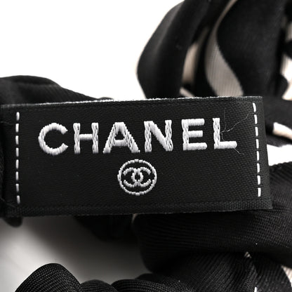 Chanel Silk CC Scrunchie and Scarf Hair Tie Set White Black 4 of 5