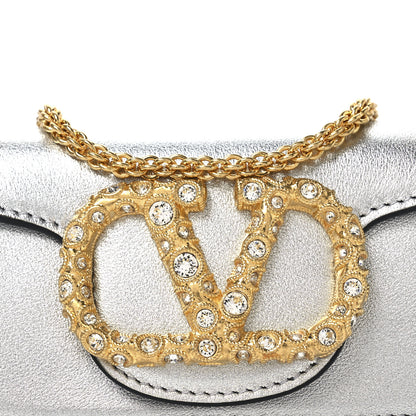 Valentino Garavani Laminated Calfskin Crystal Vlogo Micro Loco Shoulder Bag Silver Crystal 7 of 9