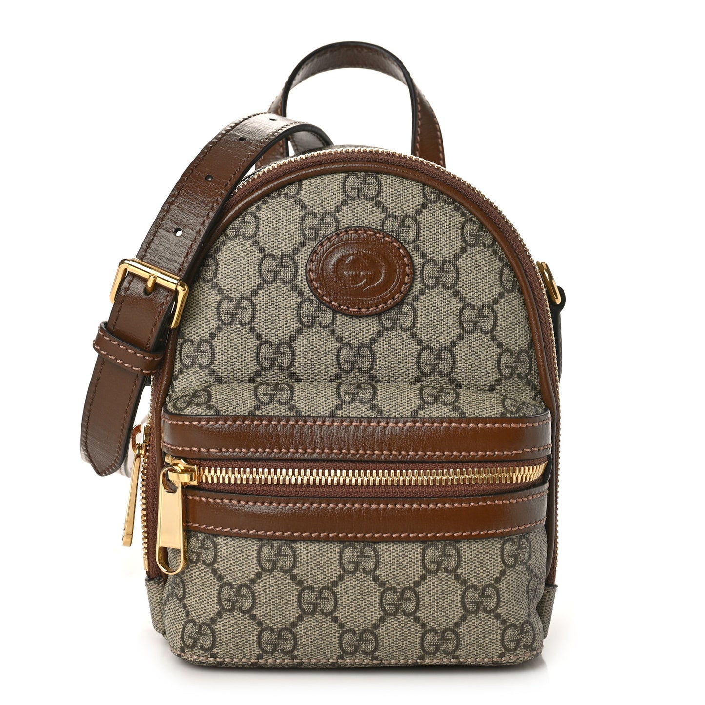 GG Supreme Monogram Azalea Calfskin Retro Interlocking G Multi-Function Bag Beige Ebony Brown Sugar